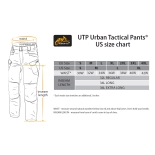 UTL trousers size chart